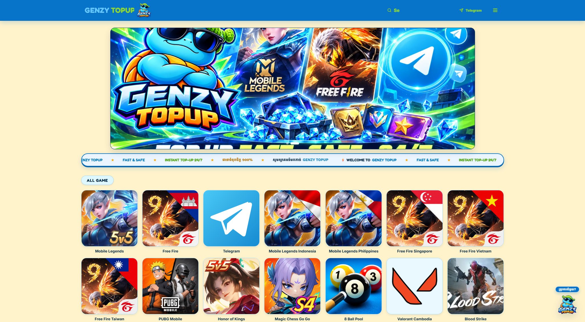 Genzy Topup website screenshot